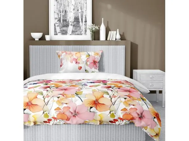 Pościel satynowa 140x200+1/70x80 kolorowe kwiaty wz. 5478 a detexpol