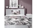 Pościel satynowa 220x200+2/70x80 popielate kwiaty tropikalne wz. 5479 b detexpol