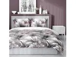 Pościel satynowa 160x200+2/70x80 popielate kwiaty tropikalne wz. 5479 b detexpol