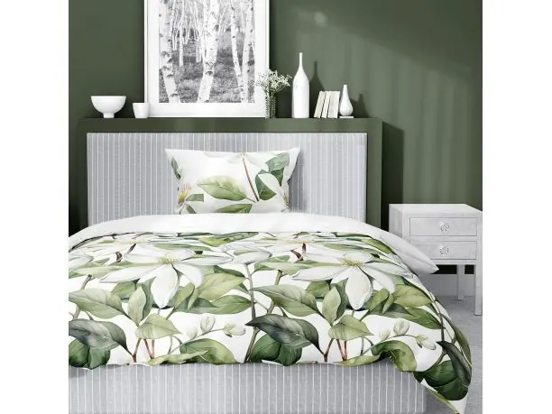 Pościel satynowa 140x200+1/70x80 kwiat jabłoni wz. 5481 a detexpol