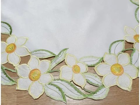 Haftowana serwetka - śr. 50 - żonkil - 0387