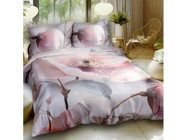 Pościel satynowa 180x200 +2/70x80 różowa nostalgia satynlove premium 12408