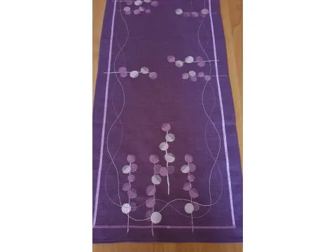 Bieżnik - Szal - fioletowy - 35x140 cm - wz. 0039 - Fioletowe koła