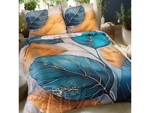 Pościel satynowa 160x200 +2/70x80 jesienne liście satynlove premium 12411