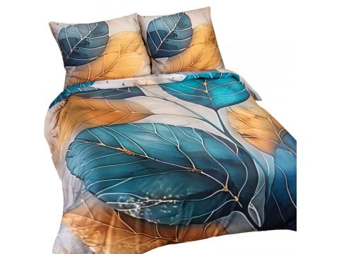 Pościel satynowa 160x200 +2/70x80 jesienne liście satynlove premium 12411