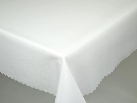Obrus plamoodporny 130x160 cm biały len, codzienny owalny