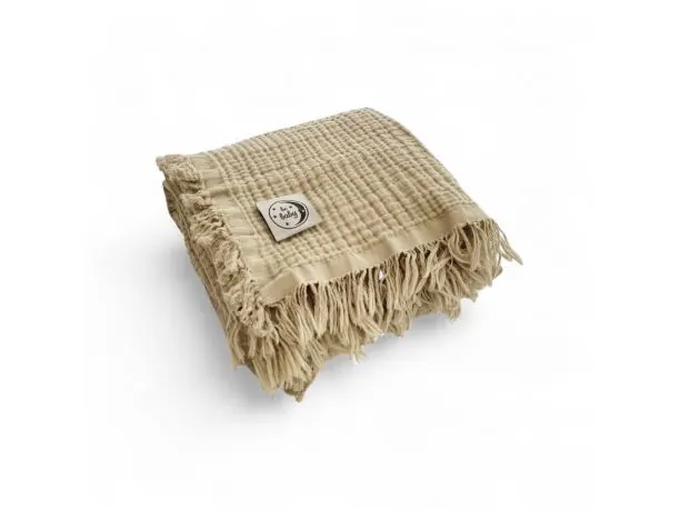 Muślinowy Kocyk dla dziecka 100x120 Beżowy 100% bawełna - Lekkość i Miękkość