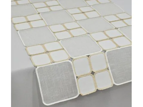 Bieżnik 40x85 Biało-Kremowy Satyna i Tiul – Haftowany