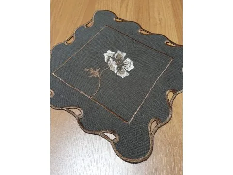 Serwetka z haftem 25x25 int 0635 Róża brązowa