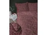 Pościel perkalowa 160x200 z lamówką – 100% bawełna listki na bordowym tle + 2 poszewki + torba