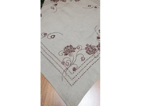 Bieżnik Haftowany - Bruna - 85x85 - Brązowa Róża