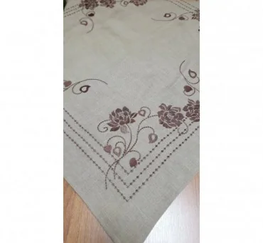 Bieżnik Haftowany - Bruna - 85x85 - Brązowa Róża