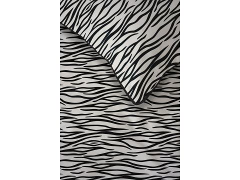 Pościel perkalowa 160x200 + 2/70x80 z lamówką + torba, biało czarne fale  Lame Percale 5591 b