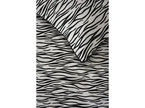 Pościel perkalowa 160x200 z lamówką – 100% bawełna biało-czarne fale + 2 poszewki + torba