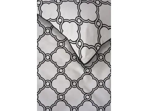 Pościel perkalowa 160x200 z lamówką – 100% bawełna biało-czarny wzór + 2 poszewki + torba