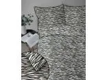 Pościel perkalowa 220x200 z lamówką – 100% bawełna biało-czarne fale + 2 poszewki + torba