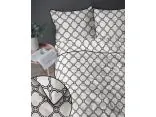 Pościel perkalowa 220x200 z lamówką – 100% bawełna biało-czarny wzór + 2 poszewki + torba