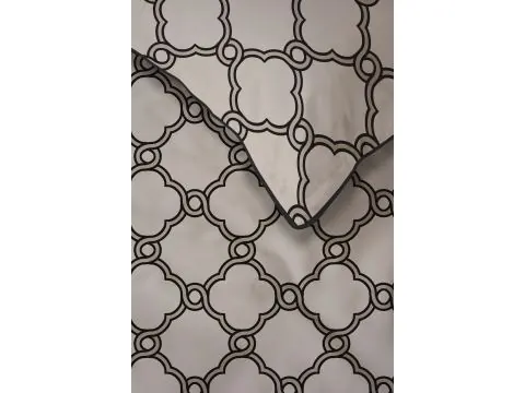 Pościel perkalowa 220x200 z lamówką – 100% bawełna beżowy wzór + 2 poszewki