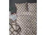 Pościel perkalowa 220x200 z lamówką – 100% bawełna beżowy wzór + 2 poszewki