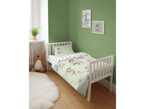 Pościel dziecięca bawełniana 100x135 + 40x60 chłopiec piłka – zielona do łóżeczka