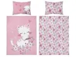 Pościel z bawełny 100x135 + 40x60 różowy kotek do łóżeczka 5136 a
