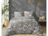 Pościel z bawełny 160x200 +2/70x80 magnolie na szarym tle wz. 5497 b