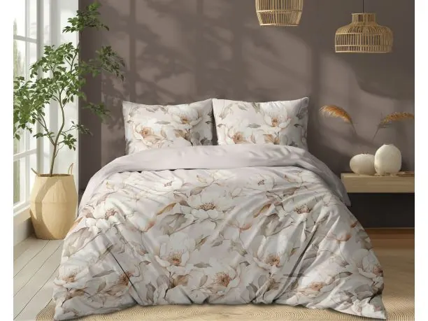 Pościel z bawełny 220x200 +2/70x80 kwiatowa cisza wz. 5501 a