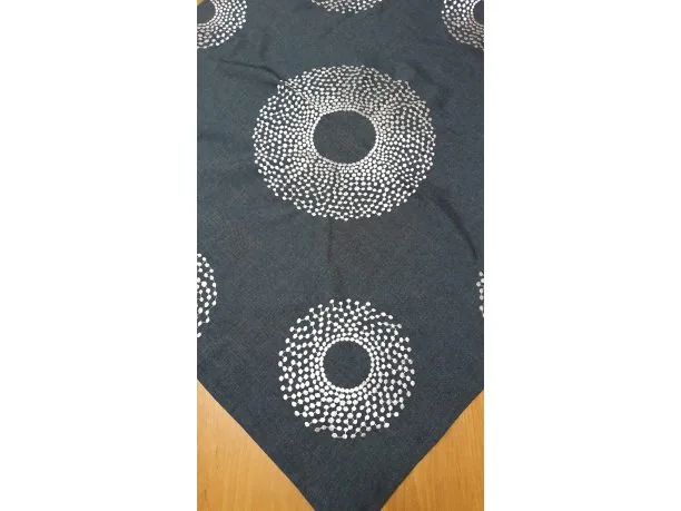 Bieżnik Haftowany - Bruna - 85x85 - Popielate kółka