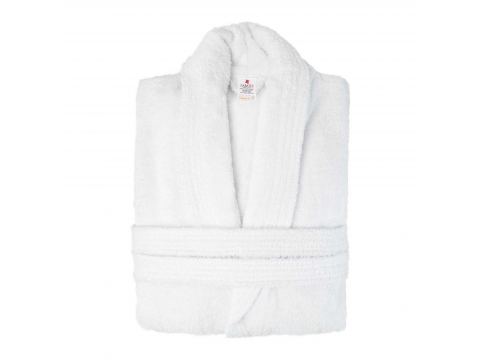 Szlafrok hotelowy & SPA  NAPOLI biały – 100% bawełna frotte, kołnierz szalowy, rozmiar XXL