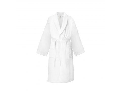 Szlafrok hotelowy & SPA  NAPOLI biały – 100% bawełna frotte, kołnierz szalowy, rozmiar XXL