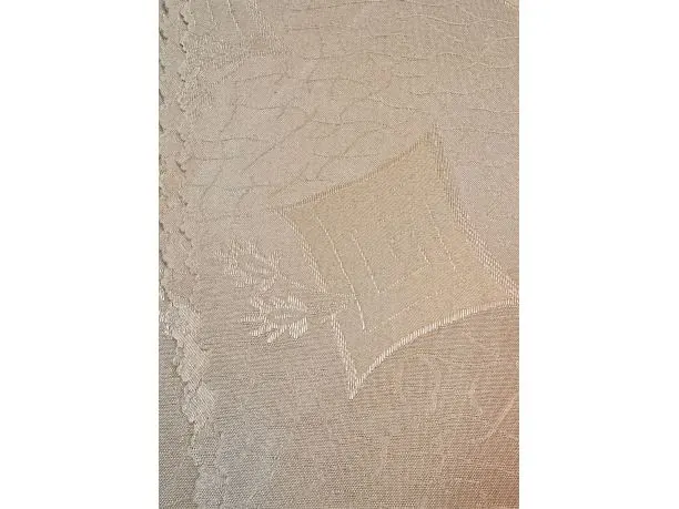 Obrus plamoodporny 130x160 cm beżowy wzorek owalny codzienny