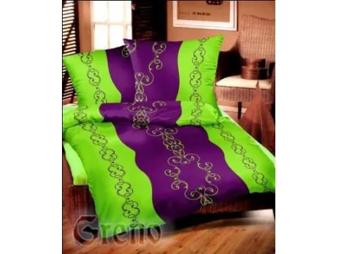 Pościel z satyny bawełnianej Greno komplet Gold Line 180x200 Pałacowa Śliwka