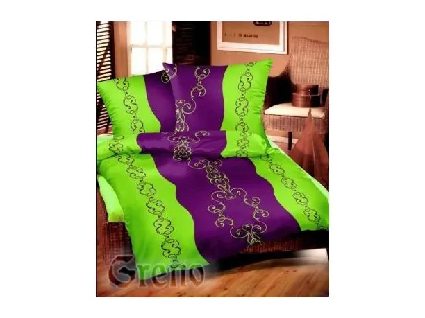 Pościel z satyny bawełnianej Greno komplet Gold Line 180x200 Pałacowa Śliwka