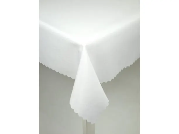 Obrus plamoodporny owalny 140x220 cm len biały codzienny