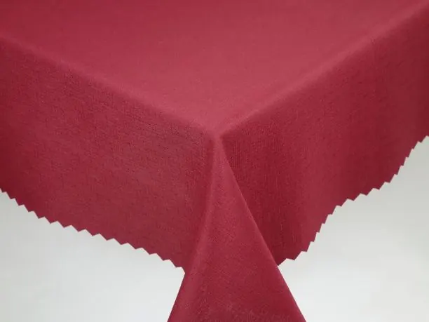 Obrus plamoodporny 140x220 cm owalny len bordowy codzienny