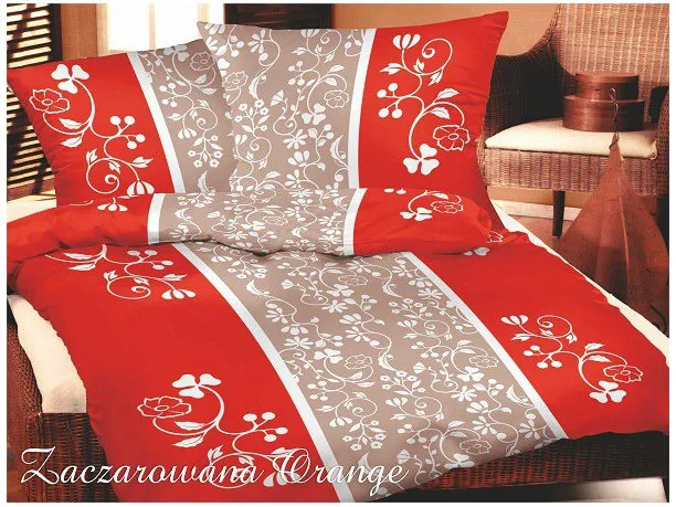 Komplet pościeli satynowej Greno Gold Line Zaczarowana Pomarańczowa 140x200