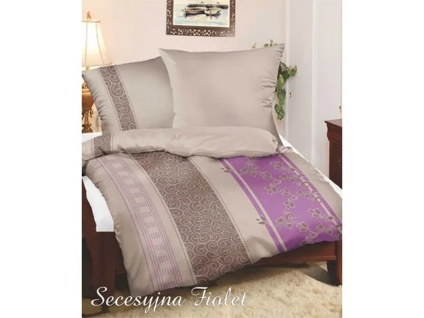 Komplet pościeli satynowej Greno Gold Line Secesyjna Fiolet 140x200
