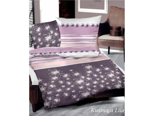 Pościel satynowa Greno Gold Line Kwitnąca Lila 220x200