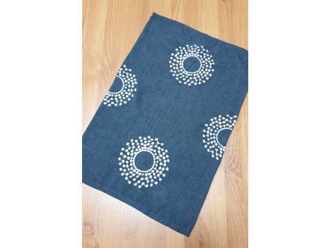 Bieżnik Haftowany - Bruna - 30x45 - Popielate kółka