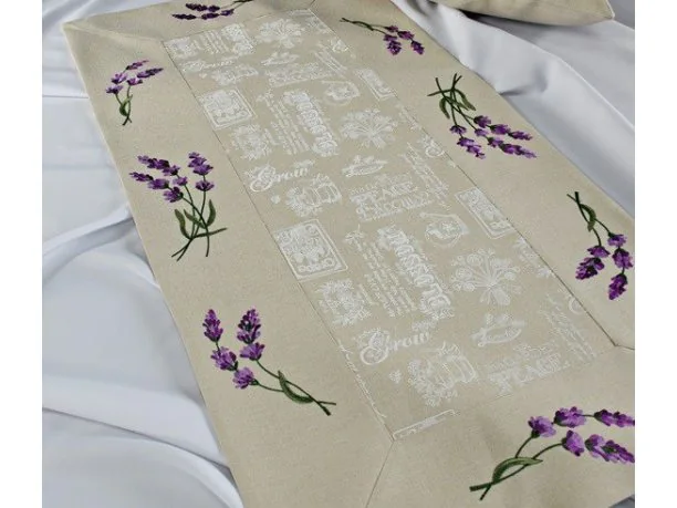 Bieżnik - z kwiatami lawendy - 40x140 cm - wz. 37969