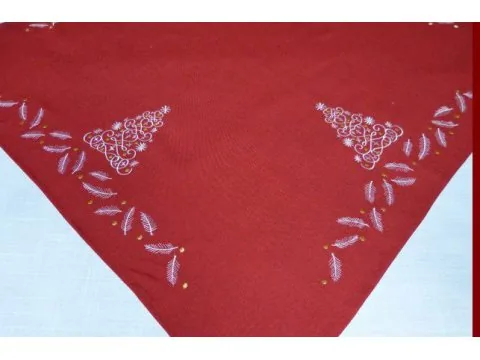 Bieżnik świąteczny - czerwony z choinką - 85x85 cm - INT 197