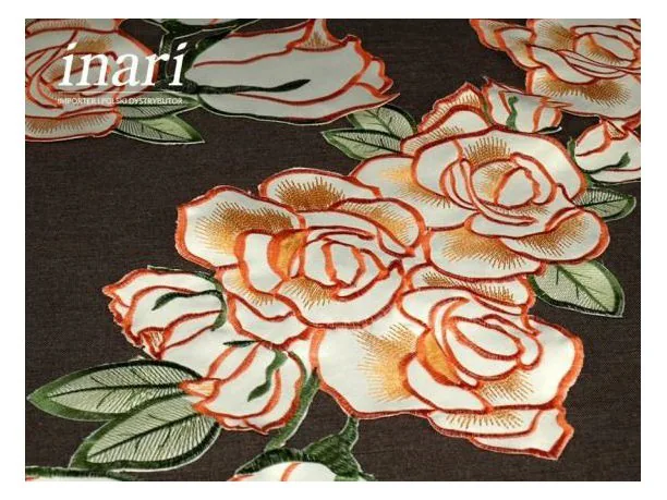 Bieżnik szal haftowany 26x115 cm Róża c-2 pomarańczowa