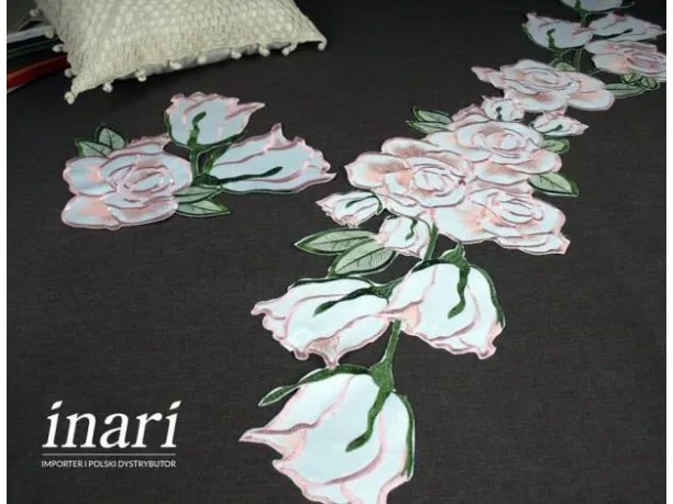 Szal haftowany 26x115 cm Róża c-2 różowy