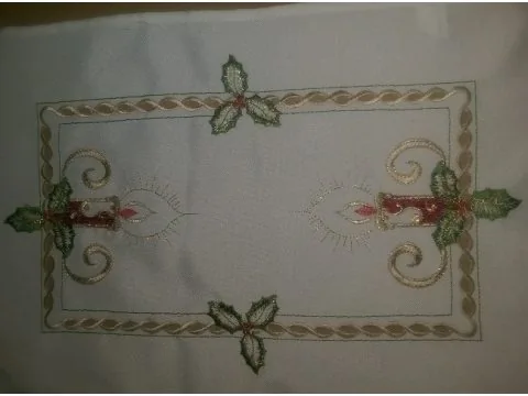 Bieżnik świąteczny podkładka na stół Świeczka Biały 30x45 cm