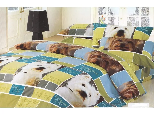Komplet pościeli 3D satynowej 220x200 Rosso - Pies York , Maltańczyk - 019