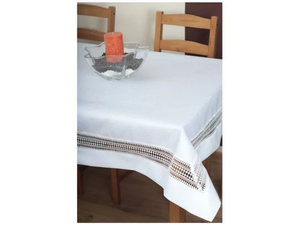 Obrus z gipiurą 110x160 biały gip 283