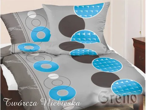Komplet pościeli satynowej Greno Gold Line Twórcza Niebieska 140x200