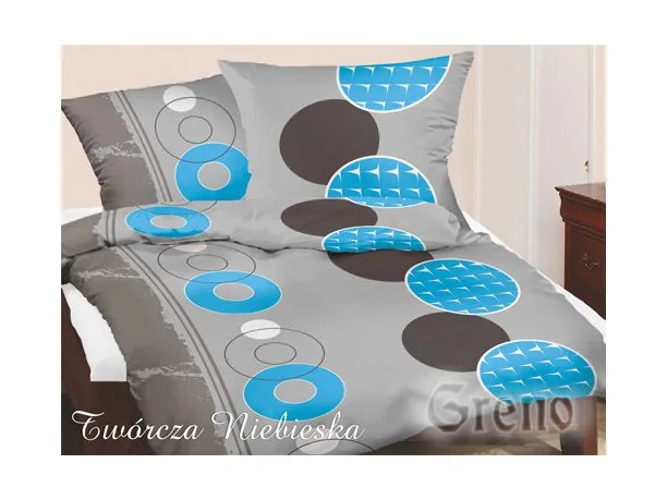 Komplet pościeli satynowej Greno Gold Line Twórcza Niebieska 140x200