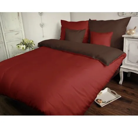 Komplet pościeli satynowej Sofia 180x200 bordo/ brąz wz. 21410/1