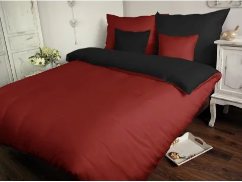 Komplet pościeli satynowej dwustronnej Sofia 160x200 bordo / czarny 21416/1